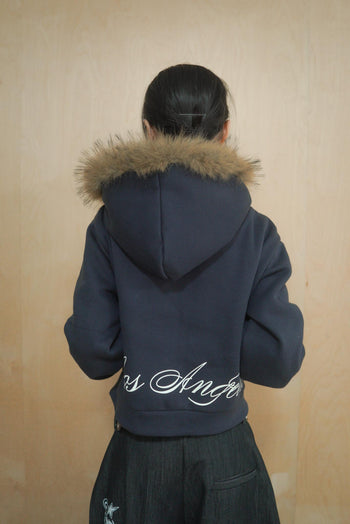 毛茸短版保暖連帽外套