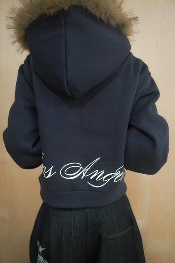 毛茸短版保暖連帽外套