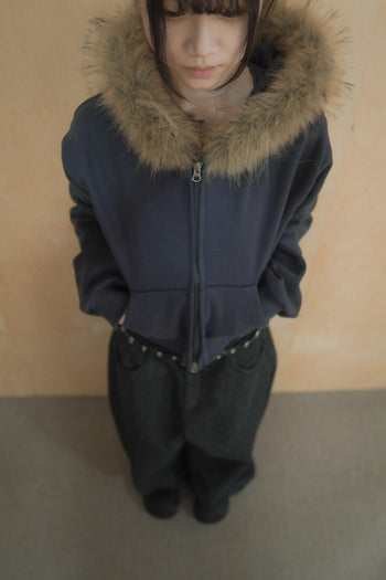 毛茸短版保暖連帽外套