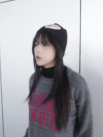 AC-L142 韓國愛心貼布針織冷帽