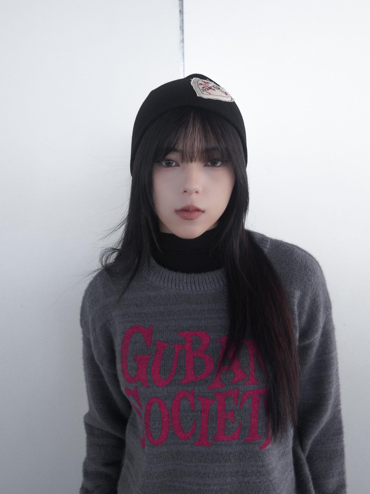 AC-L142 韓國愛心貼布針織冷帽