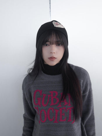 AC-L142 韓國愛心貼布針織冷帽