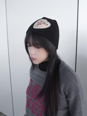 AC-L142 韓國愛心貼布針織冷帽