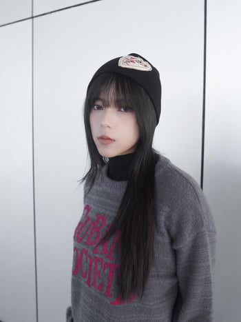 AC-L142 韓國愛心貼布針織冷帽