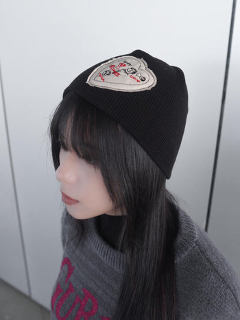 AC-L142 韓國愛心貼布針織冷帽