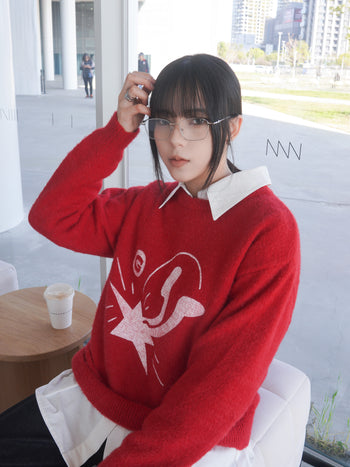 【GUBAN】T-S159 跌落星星馬海毛針織毛衣