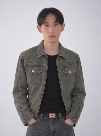水洗解構短款翻領工裝夾克外套  J-A121