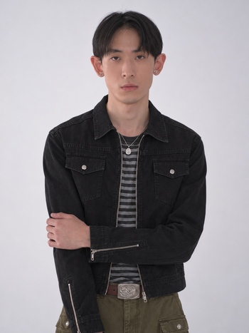 水洗解構短款翻領工裝夾克外套  J-A121