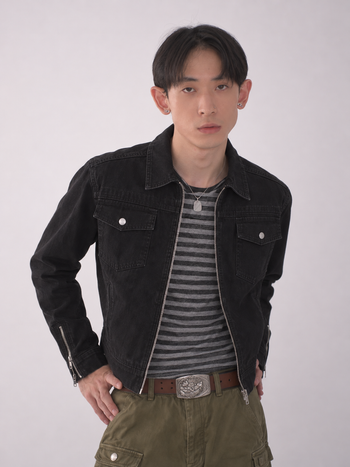 水洗解構短款翻領工裝夾克外套  J-A121