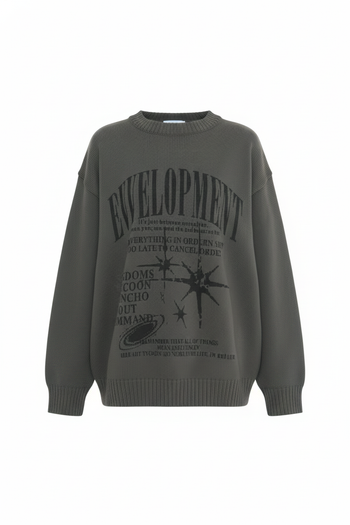 星星字母長袖針織T