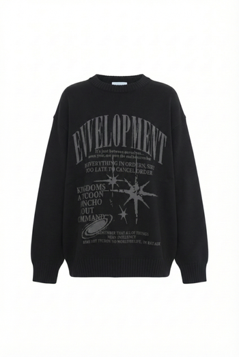 星星字母長袖針織T