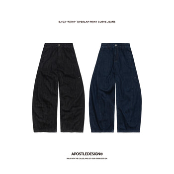 Apostle - 25AW BJ-02 "FAITH" Overlap Print Curve Jeans