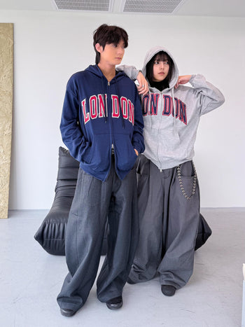 J-L86 寬鬆貼布繡倫敦連帽外套