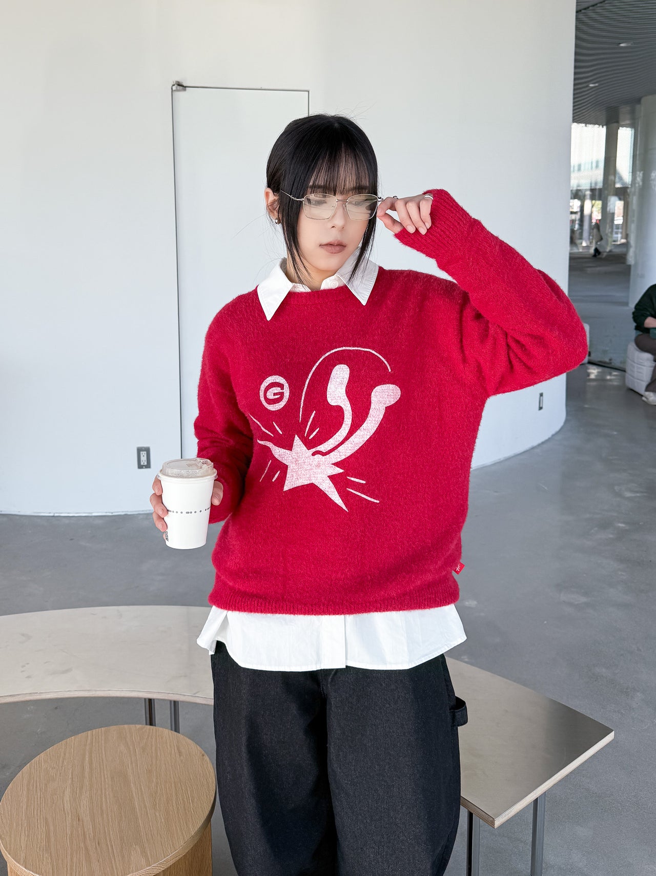 【GUBAN】T-S159 跌落星星馬海毛針織毛衣