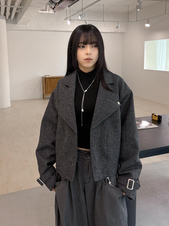 J-L91 復古加厚羊毛短款西裝外套(MODEL 推薦🌟)