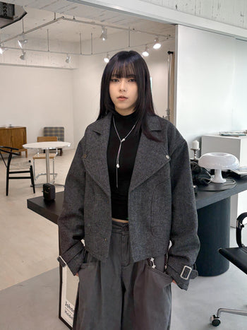 J-L91 復古加厚羊毛短款西裝外套(MODEL 推薦🌟)