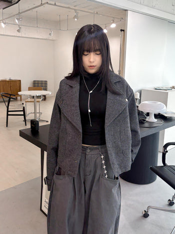 J-L91 復古加厚羊毛短款西裝外套(MODEL 推薦🌟)