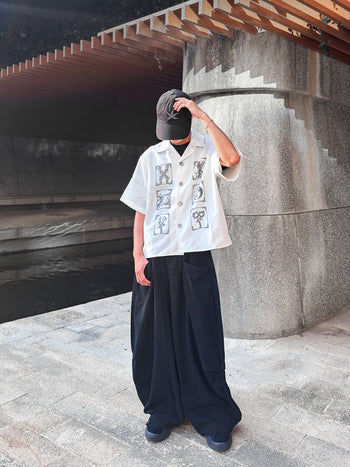 P-W83 闊腿寬鬆純色百搭彎刀長褲 (MODEL 推薦🌟)