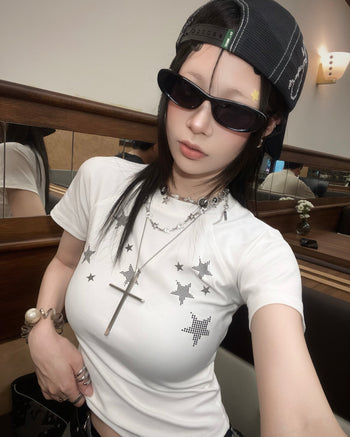 “MADE 𝗚𝘂𝗯𝗮𝗻 " 滿天星 星星 街舞 正肩 短板 彈性 短袖