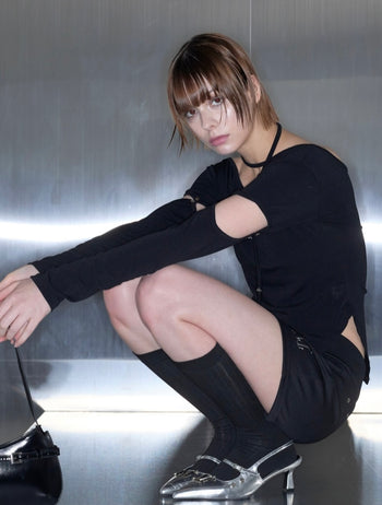 MUCENT - EYELET BANDING MINI SKIRT 打孔鏤空迷你裙 P-M221