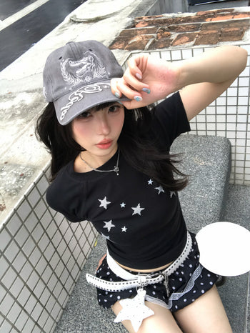 “MADE 𝗚𝘂𝗯𝗮𝗻 " T-W13 滿天星 星星 街舞 正肩 短板 彈性 短袖