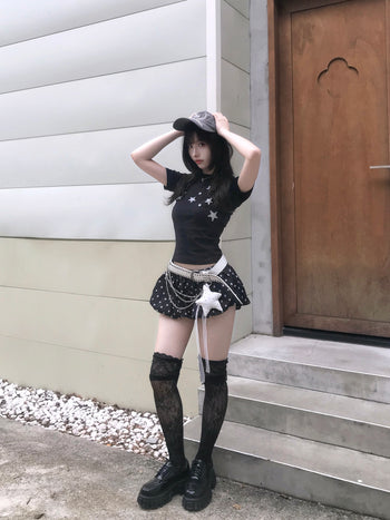 “MADE 𝗚𝘂𝗯𝗮𝗻 " T-W13 滿天星 星星 街舞 正肩 短板 彈性 短袖