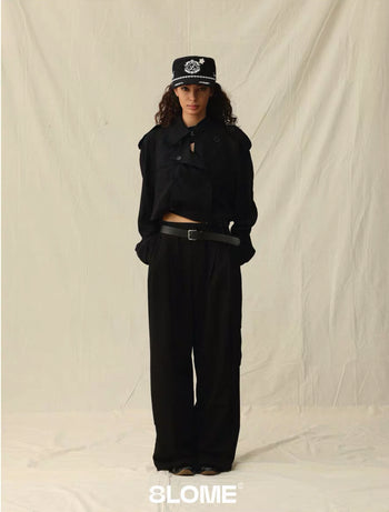 8LOME 平頂復古老錢珍珠刺繡彎簷棒球帽