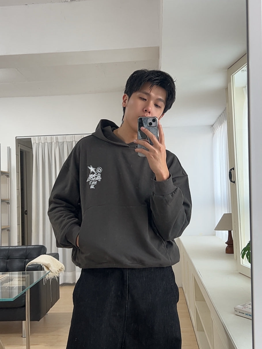 G144 水洗連帽boxy短款380G帽T