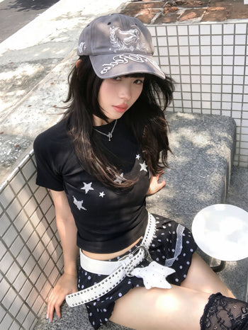 “MADE 𝗚𝘂𝗯𝗮𝗻 " T-W13 滿天星 星星 街舞 正肩 短板 彈性 短袖