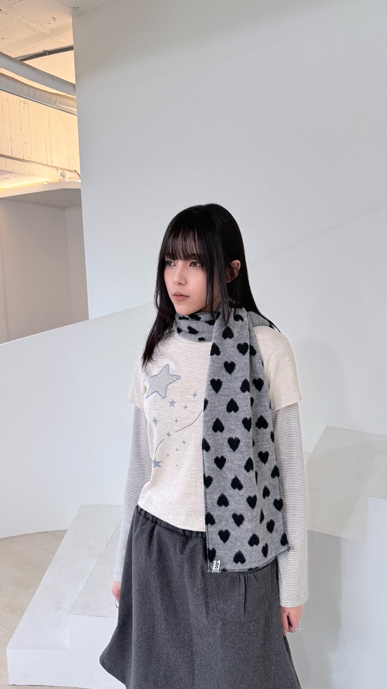 AC-J143 正韓愛心保暖撞色圍巾