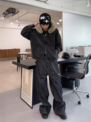 P-H112 綁帶寬鬆休閒牛仔褲