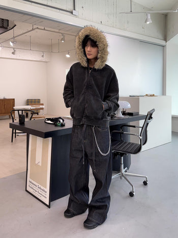 P-H112 綁帶寬鬆休閒牛仔褲