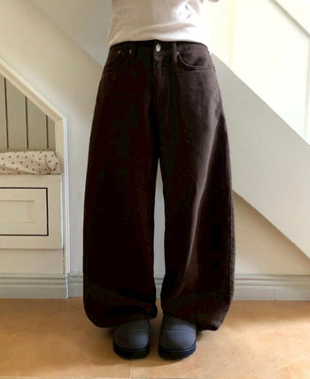 【GUBAN】韓國豹紋字母抓絨寬鬆長褲