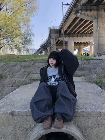 【GUBAN】 正韓寬鬆雙拉鍊保暖外套