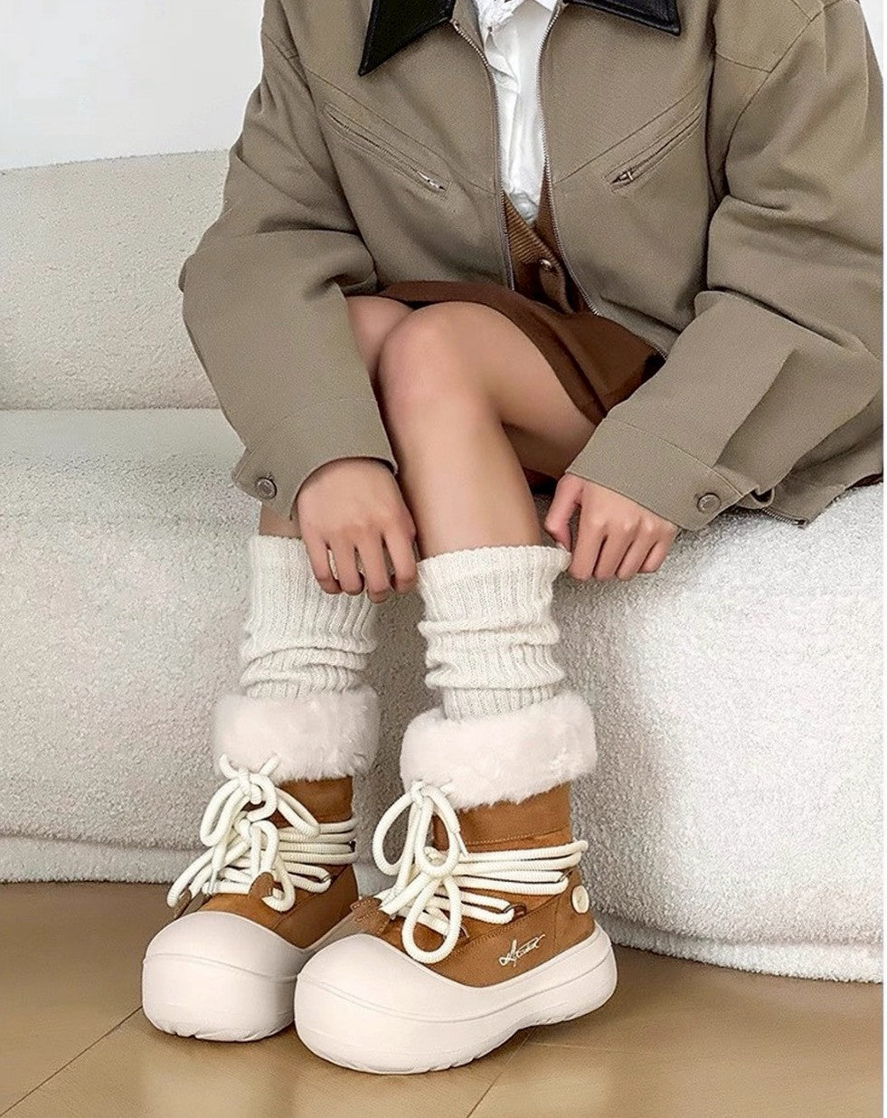 Killwinner 短毛長筒雪地靴加絨靴