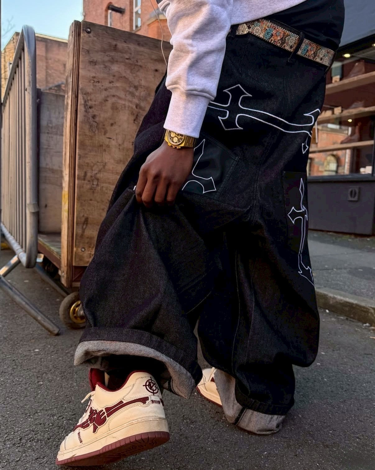 WBI 26AW DUSTLINE / WCE-02 刺繡丹寧寬褲