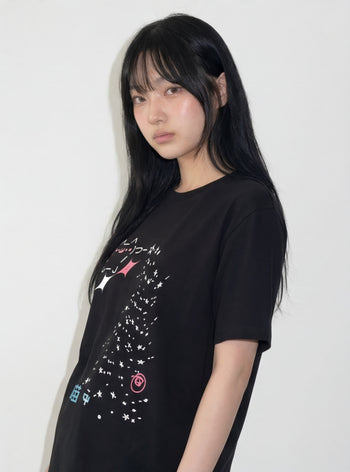 T-C190 顏文字仙女撒星貓 短袖