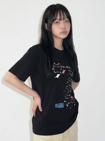 T-C190 顏文字仙女撒星貓 短袖