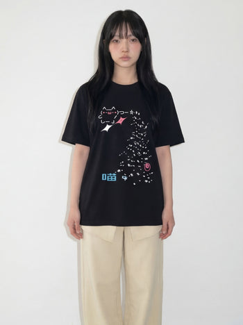 T-C190 顏文字仙女撒星貓 短袖