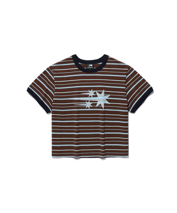 NICEGHOSTCLUB - STRIPE 3STAR BASIC RINGER TEE 條紋滾邊T恤 [棕色] T-N224