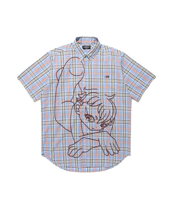 NICEGHOSTCLUB angel check big big half shirt 天使格紋大半身襯衫 (藍色) T-N214