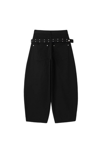 鉚釘吊帶燈籠寬鬆長褲