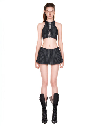 PUSH PUSH - PUSHIE STRIPED CORSET 條紋緊身馬甲 (黑色) T-P1015