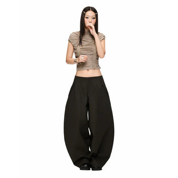 IUE STUDIO- P-U152 BLACK BAMBOO" BAGGY PANTS