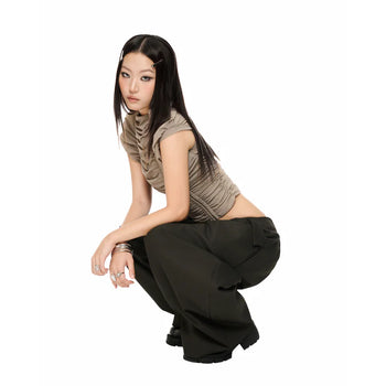 IUE STUDIO- P-U152 BLACK BAMBOO" BAGGY PANTS