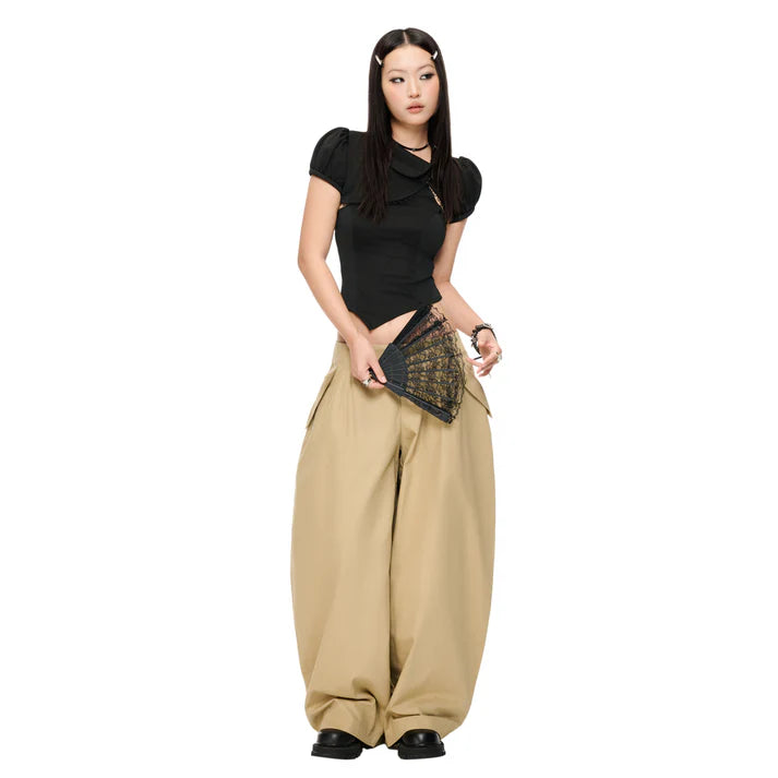 IUE STUDIO- P-U153  CROISSANT BAGGY PANTS