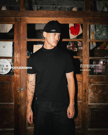 APOSTLE - 26SS SF-01 Embroidered Logo Slim Fit Boxy TEE