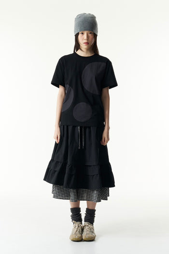 TCM - (w) check pintuck layered skirt (BLACK) P-C183