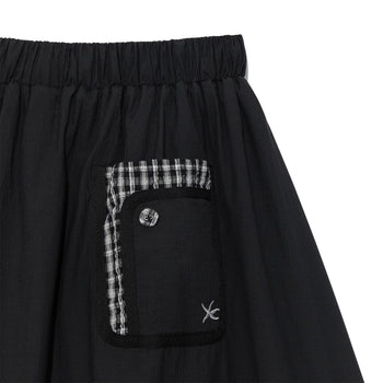TCM - (w) check pintuck layered skirt (BLACK) P-C183