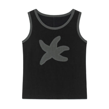 TCM - (w) starfish ringer sleeveless T (black) V-T16